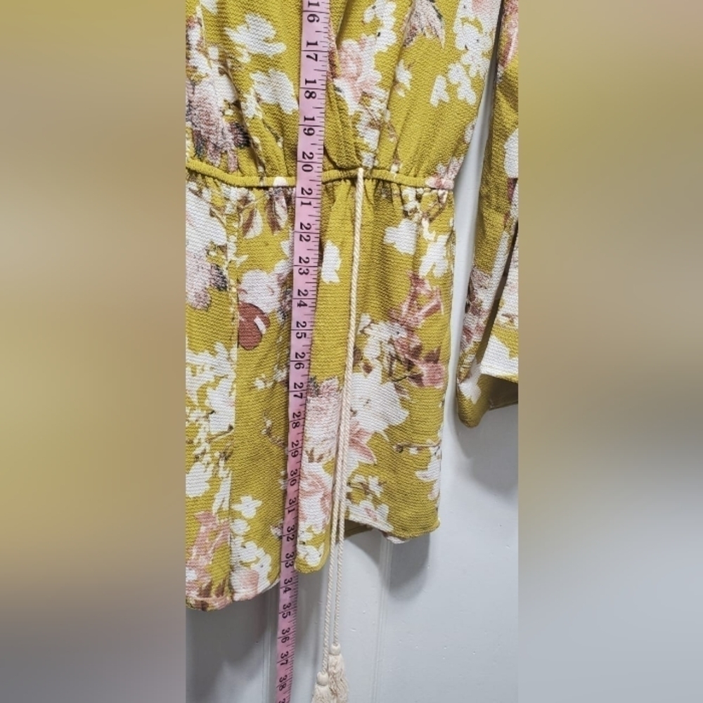 Umgee USA Women Floral Print Long Sleeve Surplice Neck Drawstring Waist Romper🌴 - Picture 7 of 7